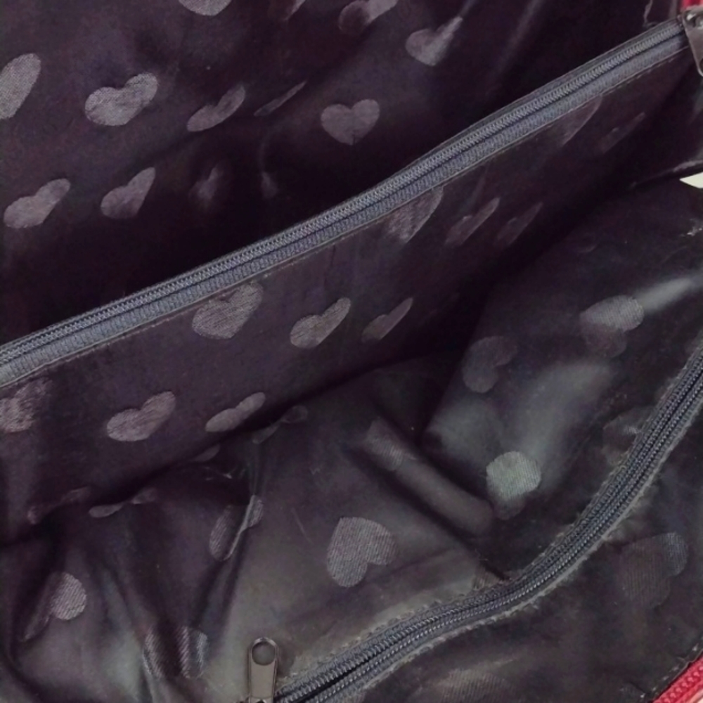 Brighton-esque Whimsical Heart Butterfly Croc-Embossed Leather Trim Purse Bag - Picture 14 of 16
